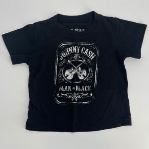 Kids Johnny Cash‎ Man in Black T Shirt Toddler Size 18M Black Cotton Polyester
